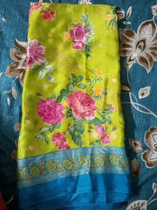 Elegant Floral Green Saree