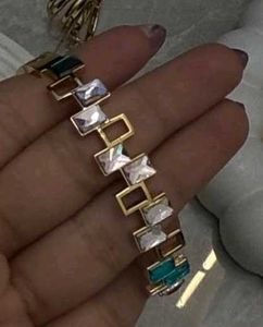 Anti Tarnish square Bangle gem Bracelet