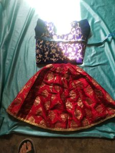 💥Clearance Sale Fancy Velvet Top With Brocade Skirt