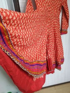 Biba Red Printed Anarkali Kurta