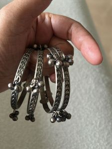 Oxidized Silver Jingle Bell Bangles