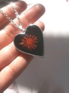 Heart Necklace With Real Dried Flower