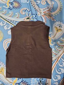 Brown Sleeveless Crop Top