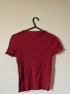 red fitted top for women