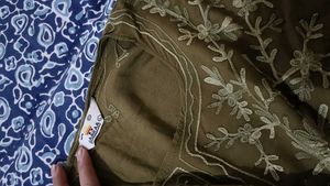 Embroidered Olive Green Kaftan Top