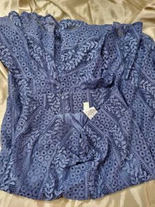 Blue Lace Ruffle Skirt