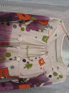 Short Dress With Full Sleeves 3 Buttons At Front
