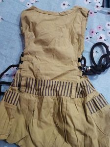 Cotton Jacket Frock In Khakhi