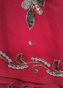 Red Embroidered Saree