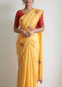 Elegant Yellow Embroidered Saree