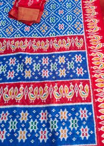 Blue &amp; Red Patola Saree