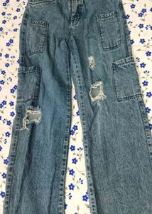 dark blue ripped jeans