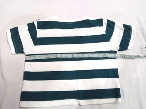 White-green Strip Crop Top