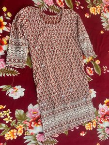 Chikankari glitter kurti
