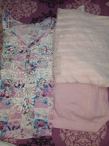 Pink Embroidered Kurta Set With Dupatta