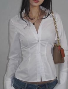White Fitted Long Sleeve Shirt
