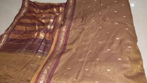 Elegant Brown Striped Saree