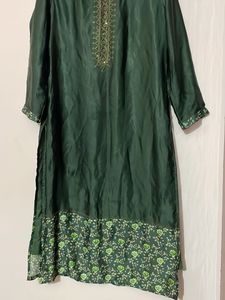 satin green new kurta