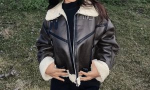 savanna Faux Leather Aviator Jacket