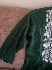 Green Embroidered Short Kurti