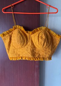 Yellow Ruffle Crop Top