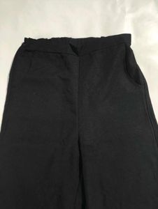Black Wide-Leg Linen Plazzo | Women&#39;s Free Size