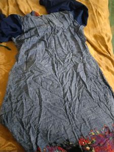 Blue Printed Dress Long Kurti