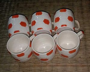 6 Pecs Football Design Tea Cup Set
