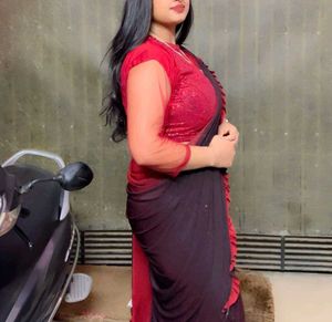 Elegant Red & Black Saree