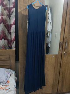 stylish blue net wedding gown