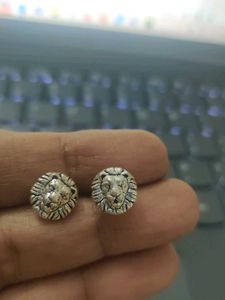 92.5 Silver Lion Head Stud Earrings