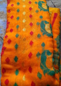 Brand New yellow dhakai saree