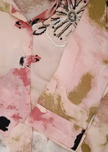 Peach Embroidered Coord Set