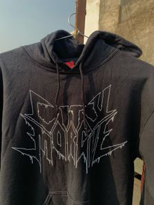 Graphic Print Black Hoodie