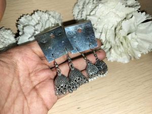 Silver Jhumka Earrings