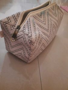 Grey Makeup Pouch And Elephant Print 3 Compartment