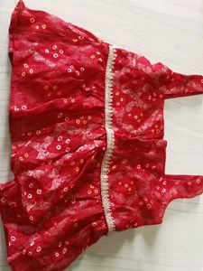 Red Bandhani Dress Material Set