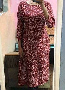 Red Bandhani Print Kurti
