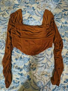 Chic Brown Off-Shoulder Top