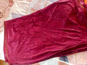 Maroon Embroidered Saree