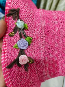 Pink Floral Crochet Bucket Hat