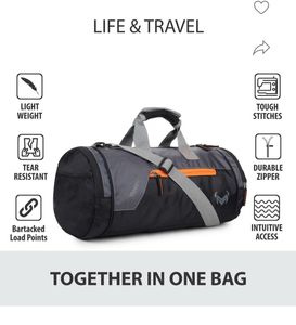 Gray &amp; Black Duffle Bag