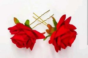Red Rose Hair Pins (Set of 2)