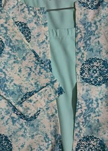Sea Green Kurta With Cotton Shrug
