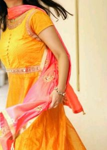 Golden Yellow Beautiful Anarkali Set