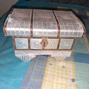 Vintage Silver Metal Treasure Chest