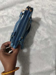 Blue Floral Embroidered Clutch