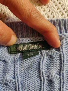 Blue Cable Knit Sweater Vest