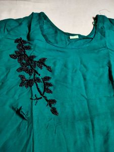 Green Embellishment kurta 💗