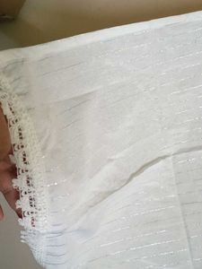 Pretty White Kurta With Lace, Sequin &amp; Thread Work